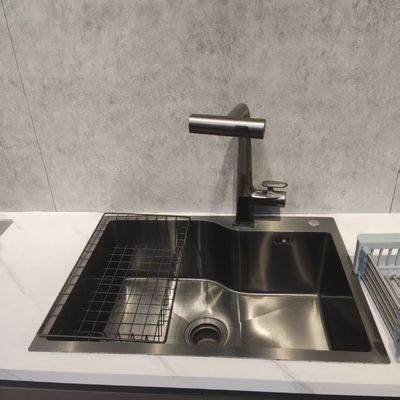Kalite  Handmade 15° Slope Diversion Stainless Steel Kitchen Sink with 304/316 Food Grade Material fabrika