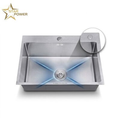 İyi fiyat 27 Inch Overmount Single Bowl Kitchen Sink SUS304 18 Gauge with Drainboard çevrimiçi