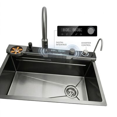 İyi fiyat 32 Inch Drop-In Double Bowl Kitchen Sink SUS304 20 Gauge with Glass Cover çevrimiçi