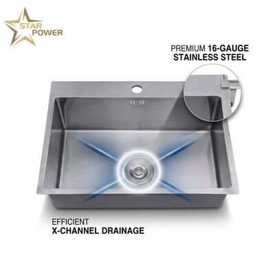 İyi fiyat 23 Inch Undermount Single Bowl Kitchen Sink SUS304 18 Gauge Gunmetal PVD Finish çevrimiçi