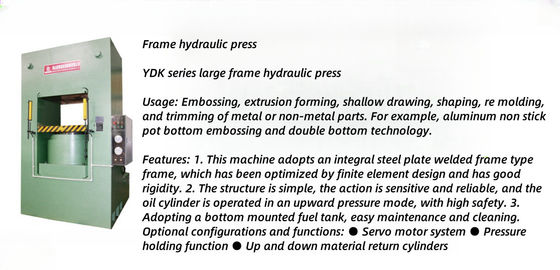 Yüksek Performanslı İşleme Tam Otomatik YDK Çerçeve Hidrolik Baskı Makinesi