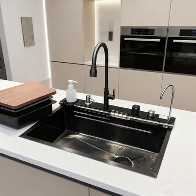 Stainless Steel Kitchen Sink 900mm×550mm with Integrated Faucet