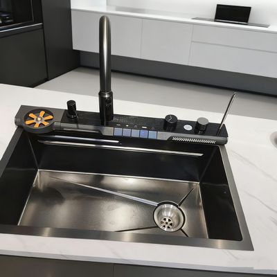 Stainless Steel Kitchen Sink 900mm×550mm with Integrated Faucet