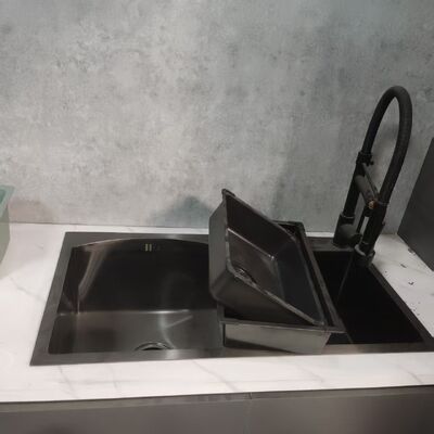 High-Precision CNC Machined Heat-Resistant 316L Stainless Steel Kitchen Sink with 250-300mm Bowl Depth and 1.2-1.5mm Panel Thickness