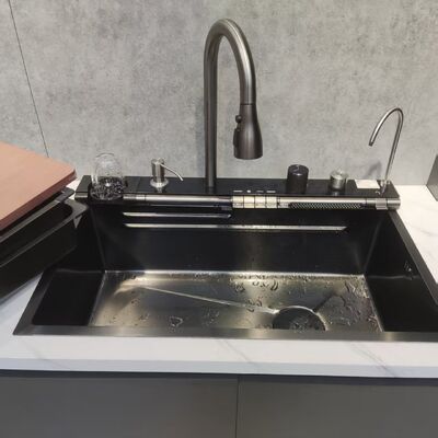 High-Precision CNC Machined Heat-Resistant 316L Stainless Steel Kitchen Sink with 250-300mm Bowl Depth and 1.2-1.5mm Panel Thickness