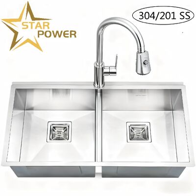 STAR POWER Premium 304 Paslanmaz Çelik Çifte Kasa Lavabo
