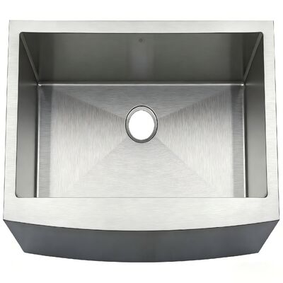 European Style Curved Front Heavy Duty Single Bowl Farm Sink in 304 Stainless Steel for Kitchen