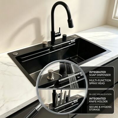 İyi fiyat Gömme Montaj / Ankastre Mutfak Lavabosu Gıda Sınıfı 304 SS Ana ve Yardımcı Çanak Mutfak Lavabosu Tunç PVD Gömme Montaj 900mm 250mm Derin Havza | Özel Havza Derinliği Mevcuttur | Özel Çelik Ölçer Mevcuttur çevrimiçi