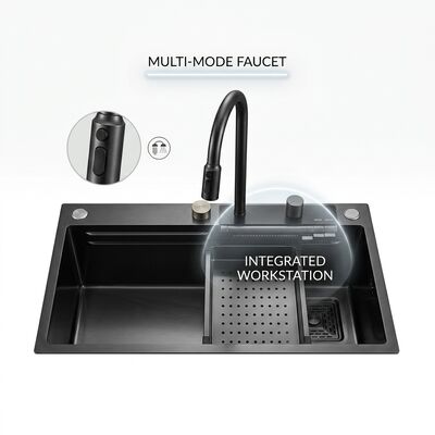 İyi fiyat Yukarı Taşıma / Drop-in Mutfak Lavabo Gıda Sınıfı 304 SS Çift Kasa Mutfak Lavabo cilalı Yukarı Taşıma 900mm 250mm Derin Havza çevrimiçi
