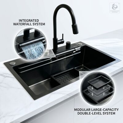 İyi fiyat Yukarı Montaj / Düşme Mutfak Lavabo 316 Paslanmaz Çelik Çift Kasa Mutfak Lavabo Mat Yüzey Yukarı Montaj 800mm 220mm Derin Havza çevrimiçi