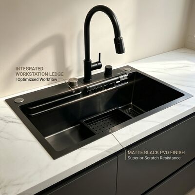 İyi fiyat Chrome-Plated 316 Stainless Steel Single Bowl Kitchen Sink Undermount 800mm 220mm Deep Basin çevrimiçi
