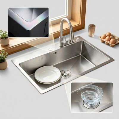 İyi fiyat Gıda Sınıfı 316 Paslanmaz Çelik Çift Kase Mutfak Lavabo Kendinden Çerçeveli Fırçalanmış 1000mm 250mm Derin Havza çevrimiçi