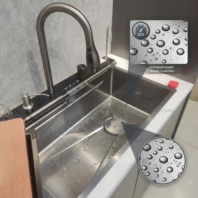 İyi fiyat Bionic Lotus Leaf Nano Oleophobic Handmade 316 Stainless Steel Kitchen Sink Single Bowl 700mm 220mm Deep Basin çevrimiçi