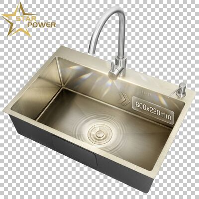 İyi fiyat 316 Paslanmaz Çelik Krom Kaplama Tezgah Altı Mutfak Lavabosu 800mm x 220mm Derin Tek Gözlü çevrimiçi