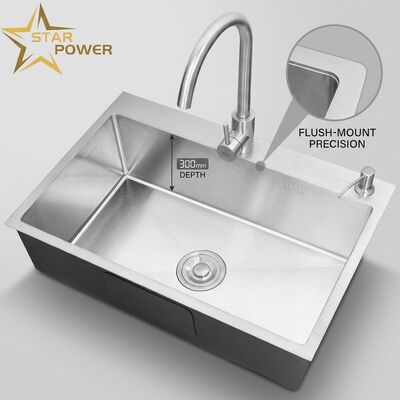 İyi fiyat Fırlatma Montajı / Giriş Mutfak Lavabo 18 Ölçüm 304 SS Ana ve Yardımcı Kasa Mutfak Lavabo Altın Tonlu Fırlatma Montajı 1000 mm 300 mm Ekstra Derin Havza Kişisel Havza Derinliği Mümkün Kişisel Çelik Ölçüm Mümkün çevrimiçi