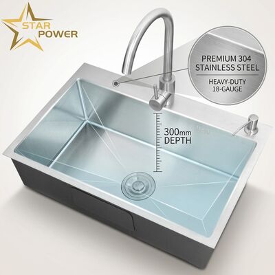 İyi fiyat Yukarı Montaj / Drop-in Mutfak Lavabo 18 Ölçüm 304 SS Çift Kasa Mutfak Lavabo Yukarı Montaj 1000mm 300mm Ekstra Derin Havza Kişisel Lavabo Derinliği Mümkün Kişisel Çelik Ölçüm Mümkün çevrimiçi