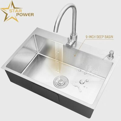 304 Paslanmaz Çelik Eşit Çift Kase Mutfak Lavabo Nano Kaplamalı Drop-In 600mm 9 İnç Derin Havza