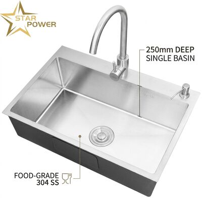 İyi fiyat Gıda sınıfı 304 SS Tek kase mutfak lavabo fırçalandı 900 mm 250 mm derin havza çevrimiçi