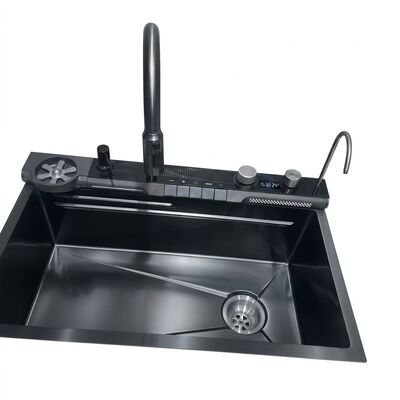 İyi fiyat PVD Gunmetal 33x22 Undermount Double Bowl Kitchen Sink SUS304 Handmade 18 Gauge çevrimiçi