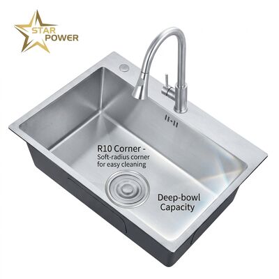 İyi fiyat Nano Black 31x20 Undermount Handmade Kitchen Sink SUS304 Single Bowl 18 Gauge çevrimiçi