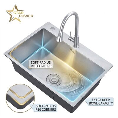 İyi fiyat 25 Inch Drop-In Laundry Utility Sink Single Bowl 20 Gauge with Overflow Drain çevrimiçi