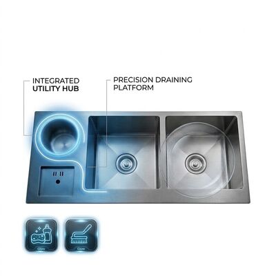 İyi fiyat 36 Inch PVD Gold Single Bowl Farmhouse Workstation Kitchen Sink SUS304 16 Gauge çevrimiçi